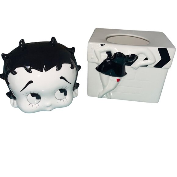 Benjamin Medwin Vintage 1995 Betty Boop Ceramic Cookie Jar White Decor - Picture 2 of 16